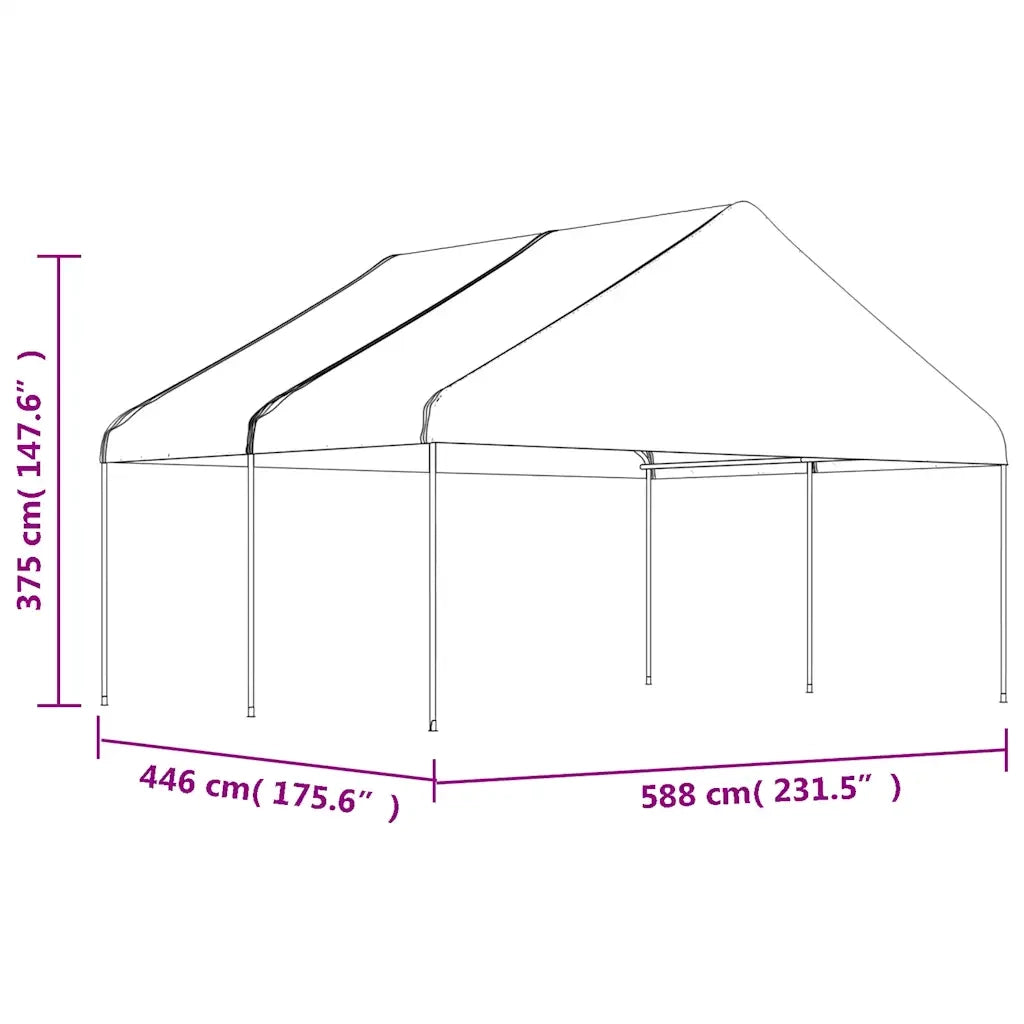 Gazebo | Pergolato con Tetto Bianco 4,46x5,88x3,75 m in Polietilene