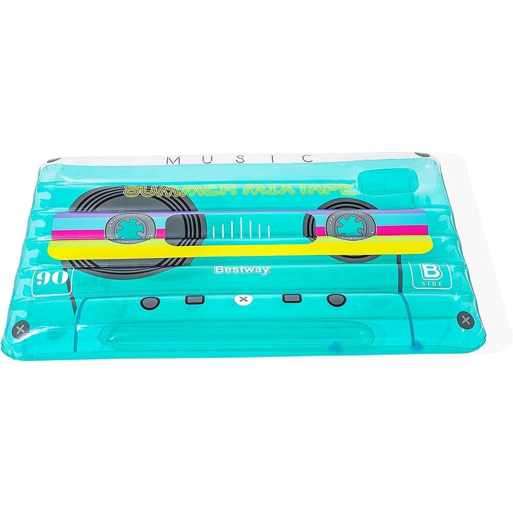 Trade Shop - Materassino Gonfiabile Retro Beats Fashion Cassetta 174x117cm Portaoggetti 43649 -