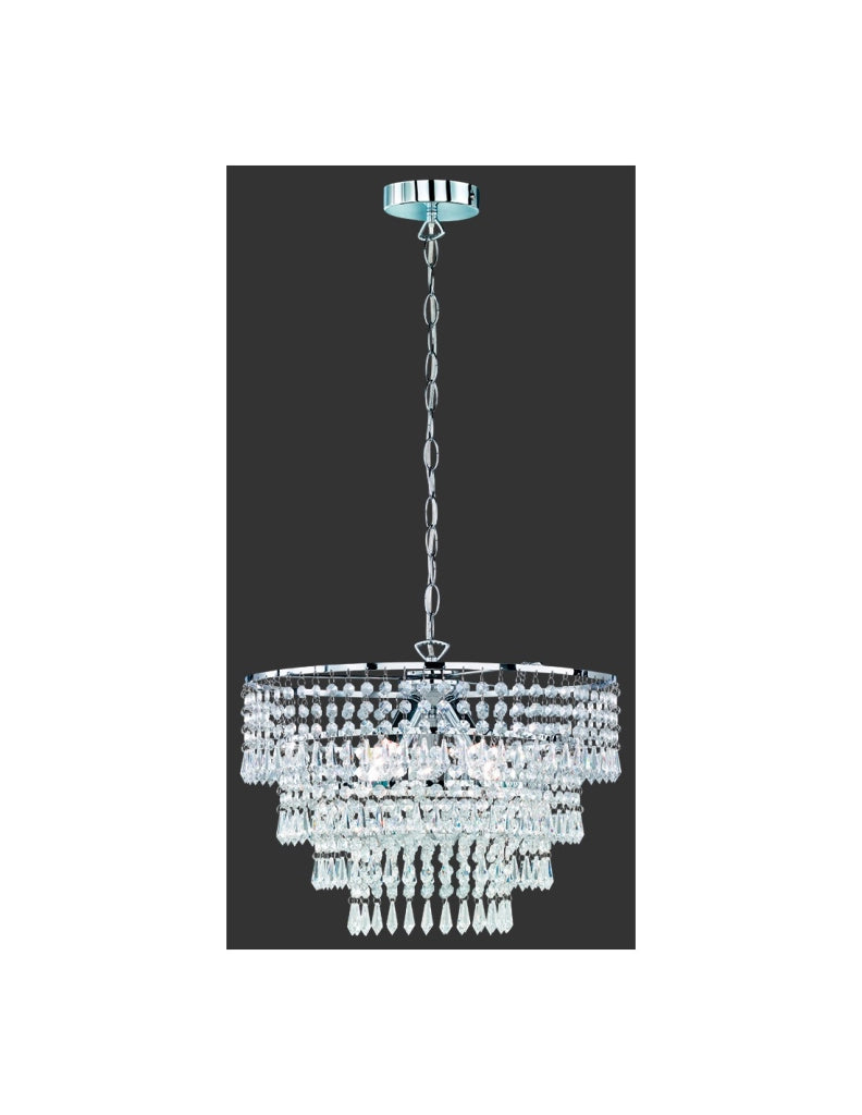 Lampadario Orient 3 Luci E14 Cromo Ø42 cm Pendenti Decorativi Trio Lighting