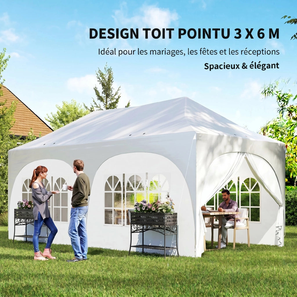 Gazebo pieghevole impermeabile ¨C zephmum ¨C 3x6m bianco