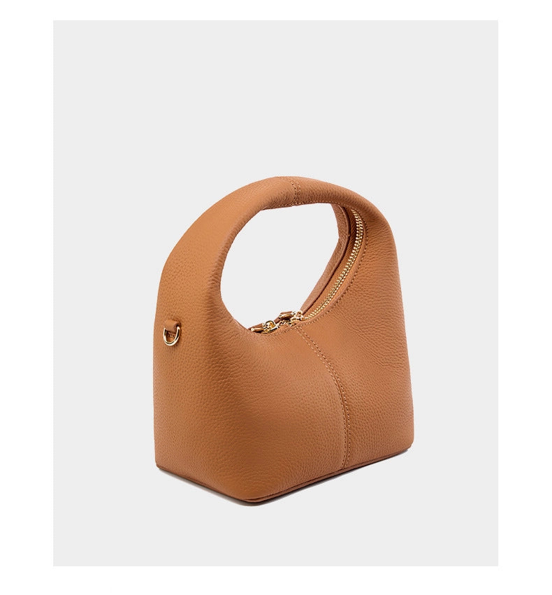 Borsa a tracolla piccola da donna in vera pelle, borsa a mano da donna in pelle bovina marrone