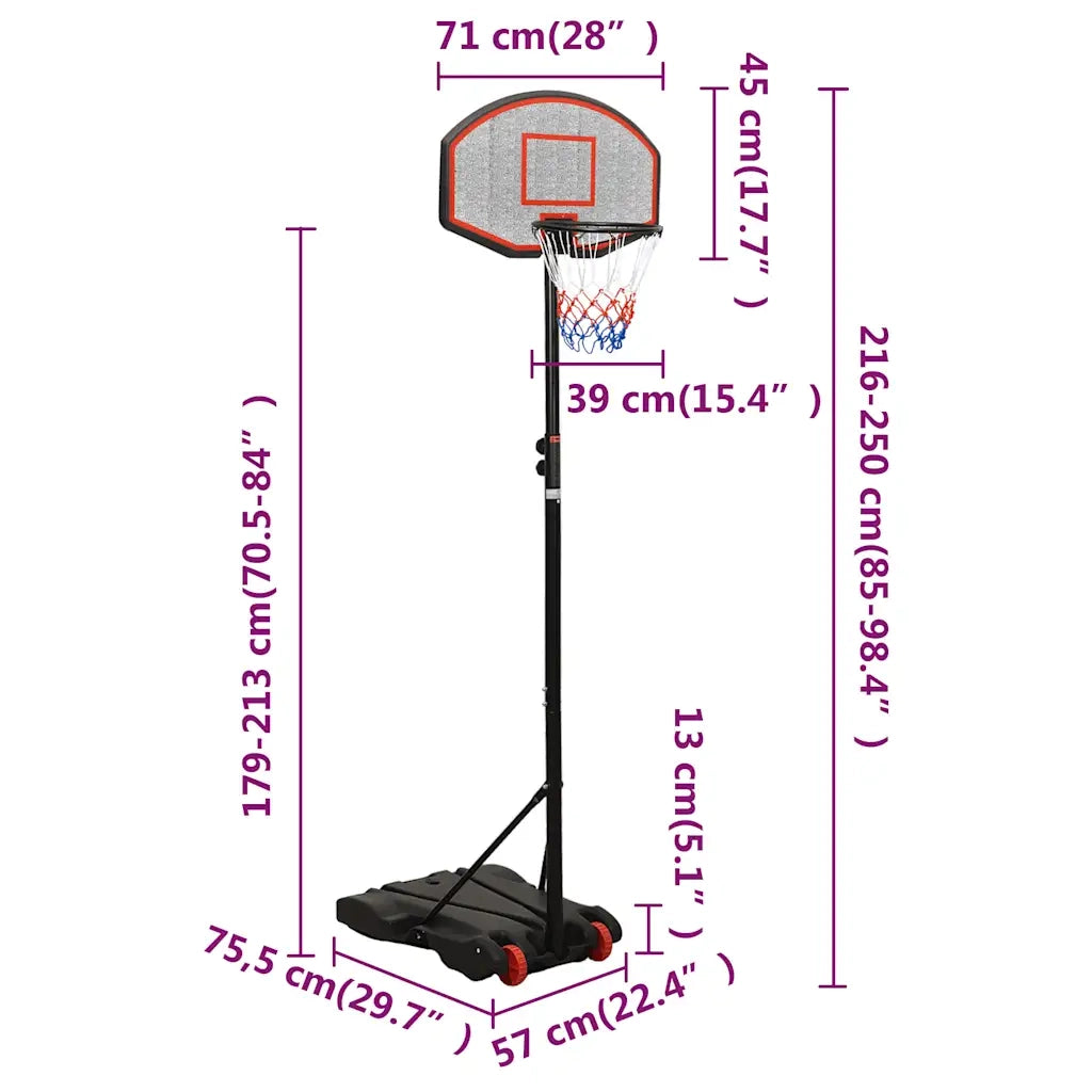 Supporto per Pallacanestro Nero 216-250 cm Polietilene cod mxl 65175