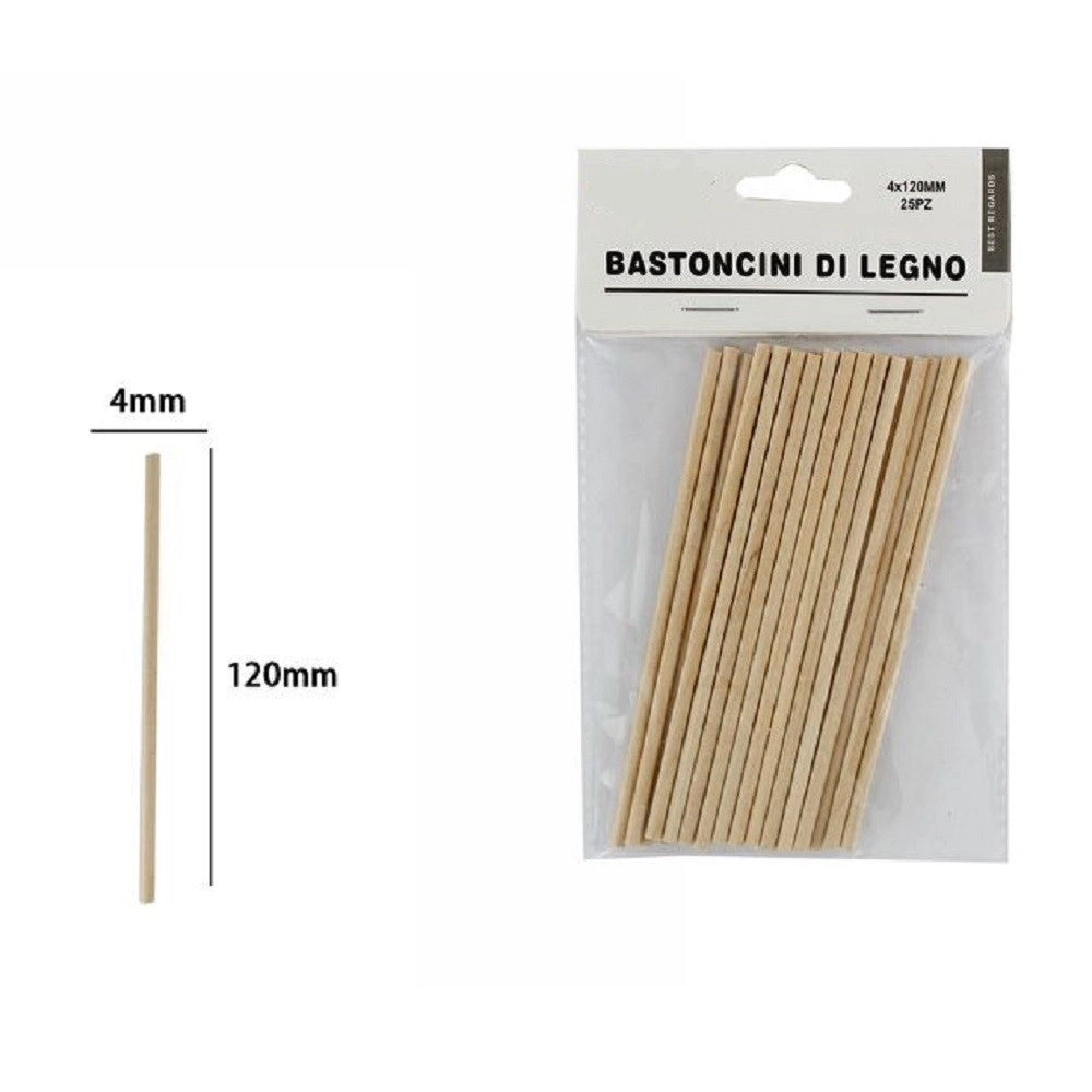 Trade Shop - Set 25 Bastoncini In Legno Lavoretti Attività Creative Stecchette 4x120mm 53862a -