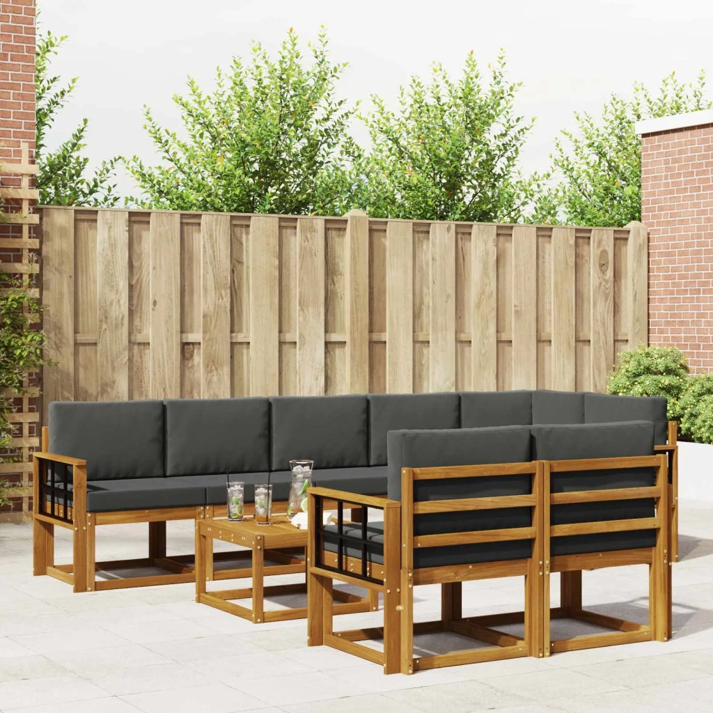Set di divani da esterno con cuscino 9 pcs Naturale e Antracite