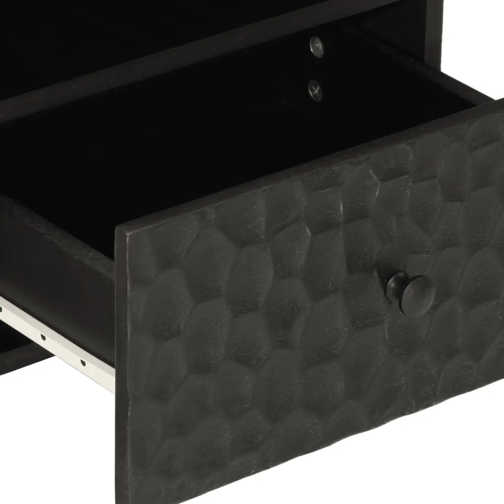 Comodini 2pz-Set di 2 Tavolino da notte Neri 40x33x46 cm in Legno Massello di Mango 791525