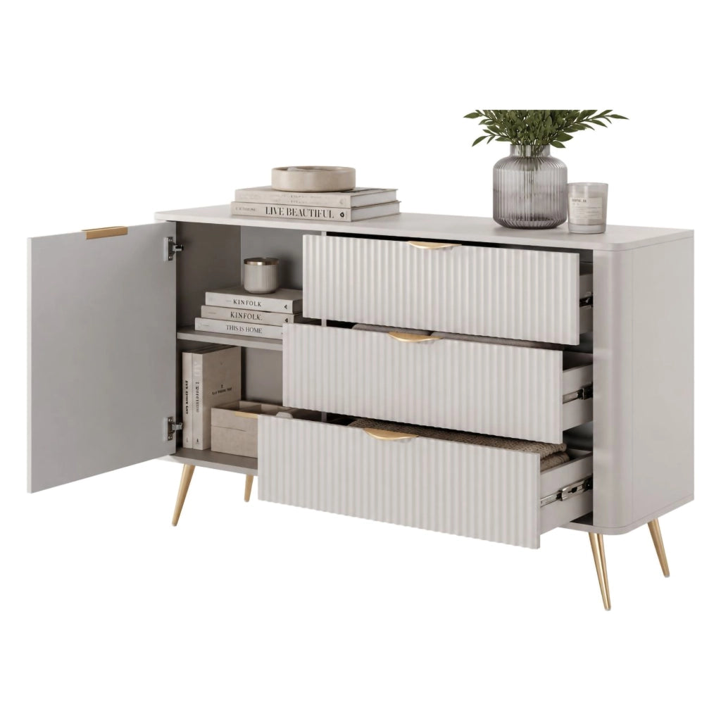 Madia Halilomo, Credenza 3 Cassetti, 138x38x81h cm Beige