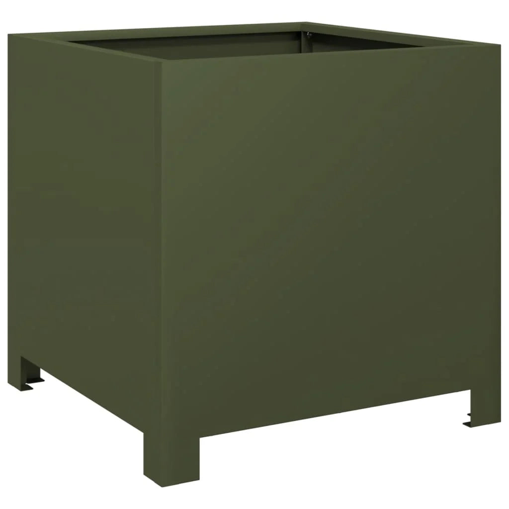 Fioriera aiuola rialzata fioriera aiuola giardino terrazza set da 2 verde oliva 40 x 40 x 40 cm acciaio verde 02_0039082