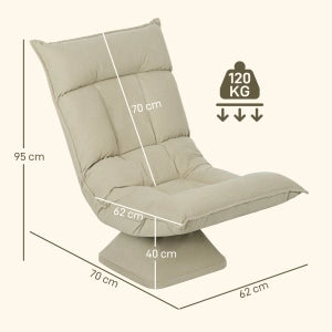 Poltrona da pavimento girevole 360° reclinabile a 5 posizioni, pieghevole, beige