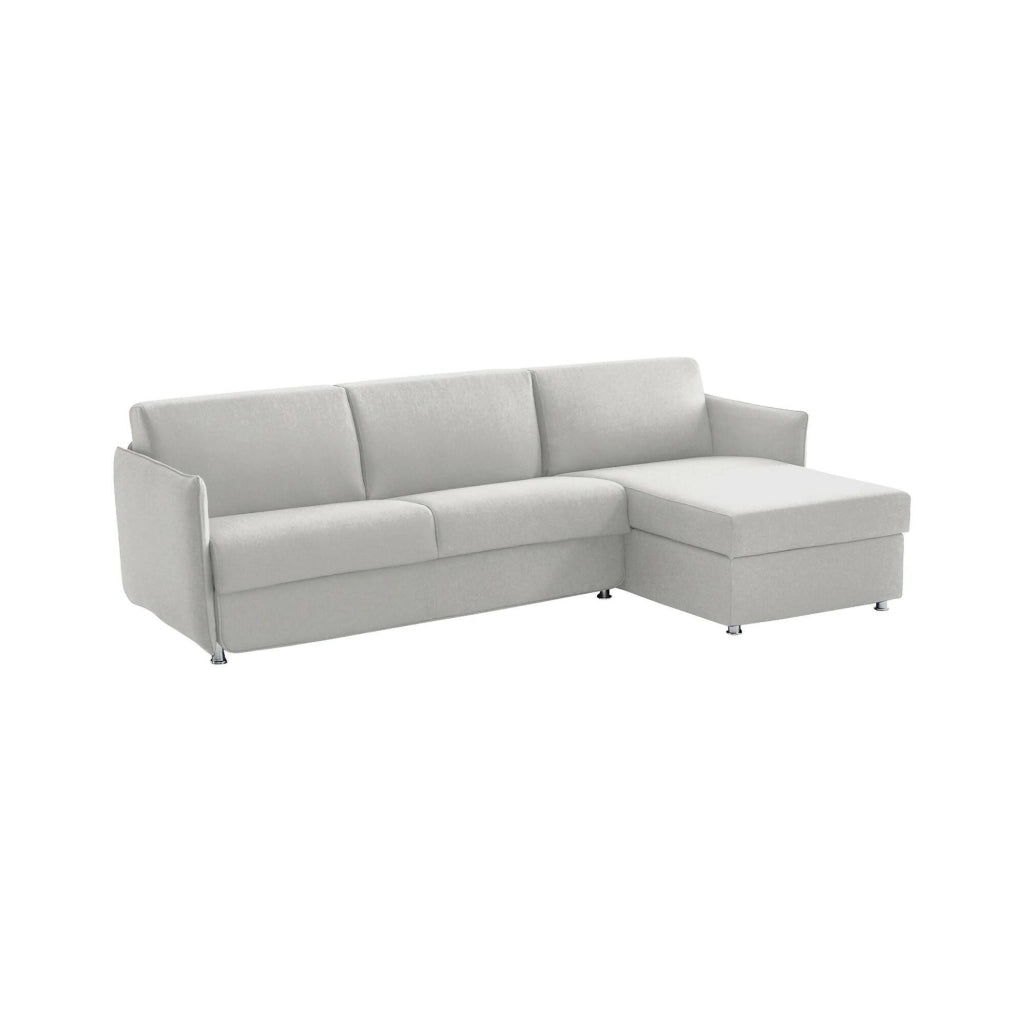 Scordia, Divano Letto con Penisola Sfoderabile Made in Italy, 260x160 cm Grigio Chiaro