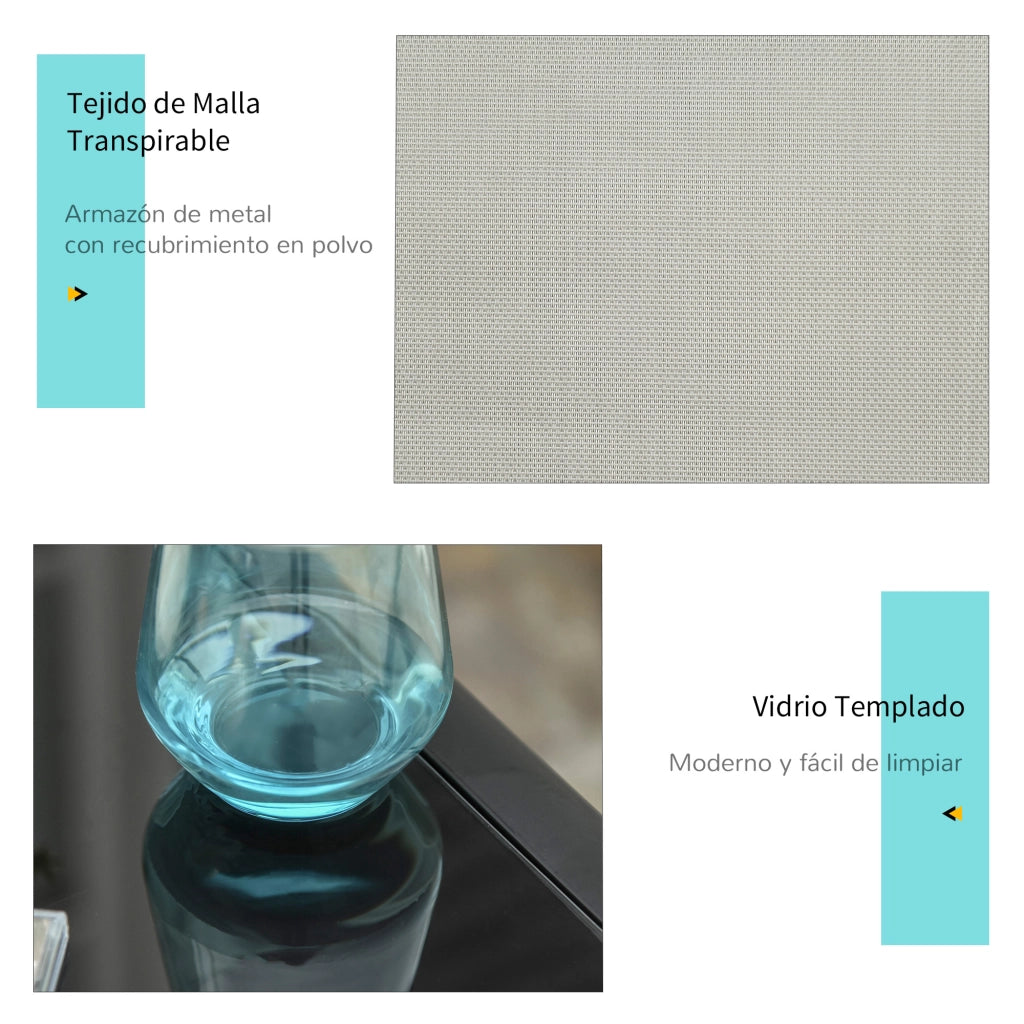 Set Tumbonas con Tavolino in Vetro ¨C Zephmum ¨C Grigio