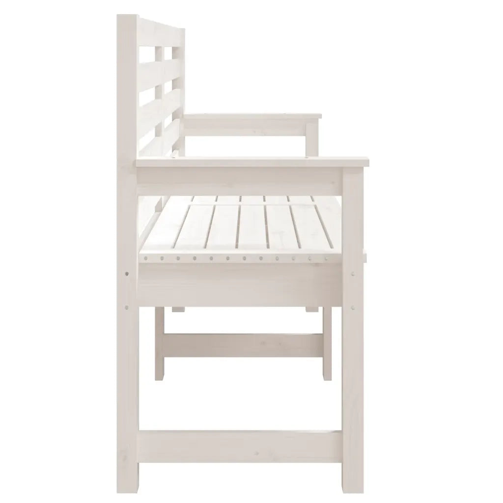 Panchina da Giardino | Panca da Giardino Bianca 159,5x48x91,5cm Legno Massello di Pino