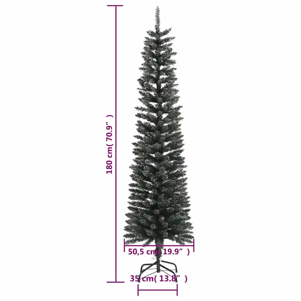 Albero di Natale Artificiale-Albero Natalizio Sottile con Base Verde 180 cm PVC 642323