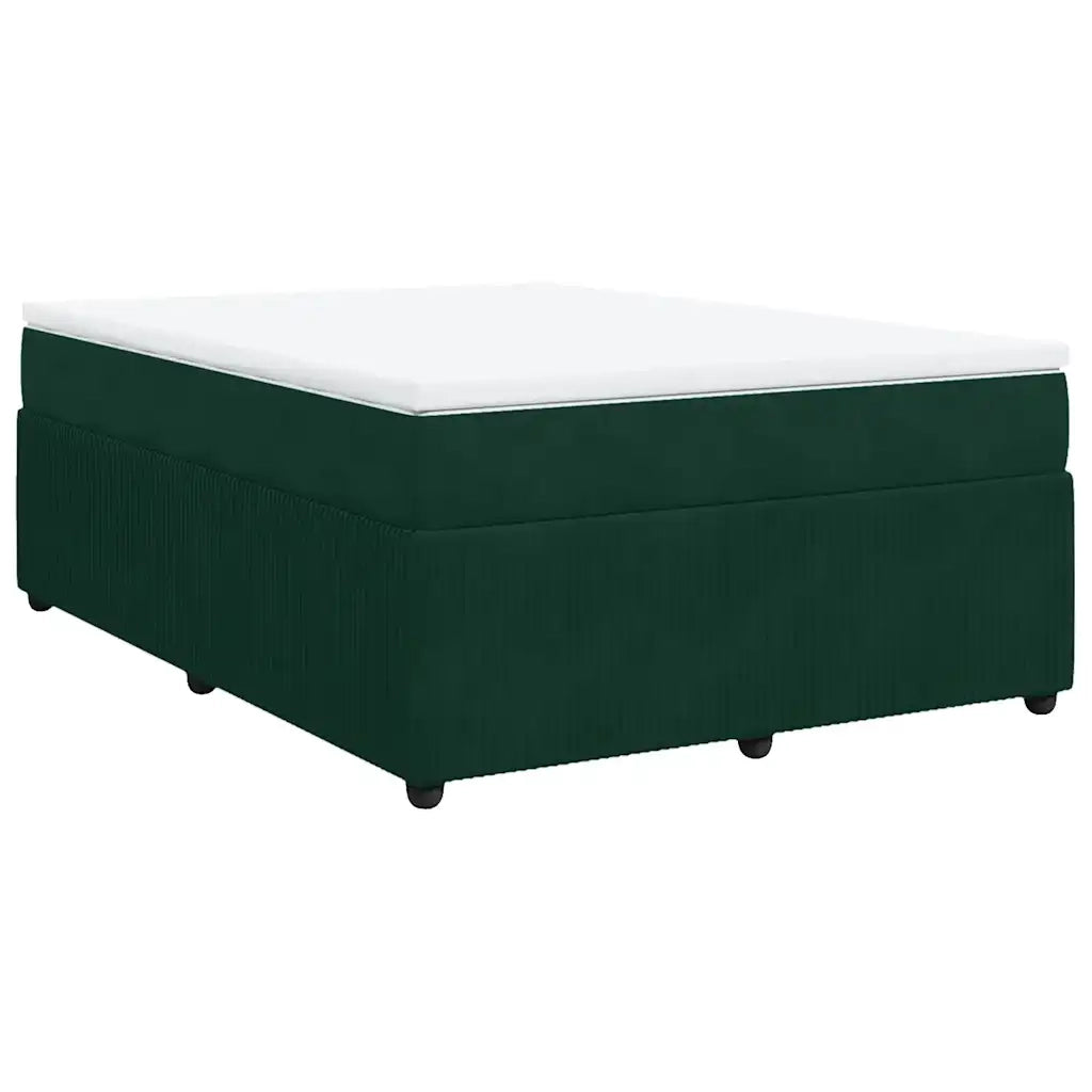 Giroletto a Molle con Materasso Verde Scuro 140x190 cm Velluto