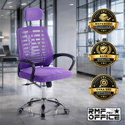 RMF Sedia Ufficio Ergonomica Professionale Reclinabile, Sedia Scrivania in Rete con Seduta Comoda e Rilassante - Poltrona Relax Ufficio con Ruote Girevoli Altezza Regolabile  VIOLA