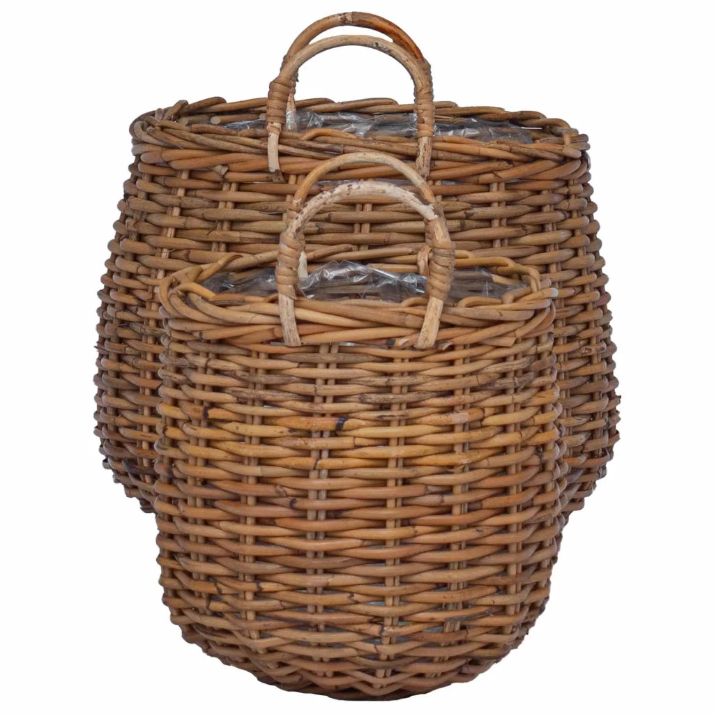 Cestino per piante con archiviazione 2 pcs Marrone Rattan Lacak
