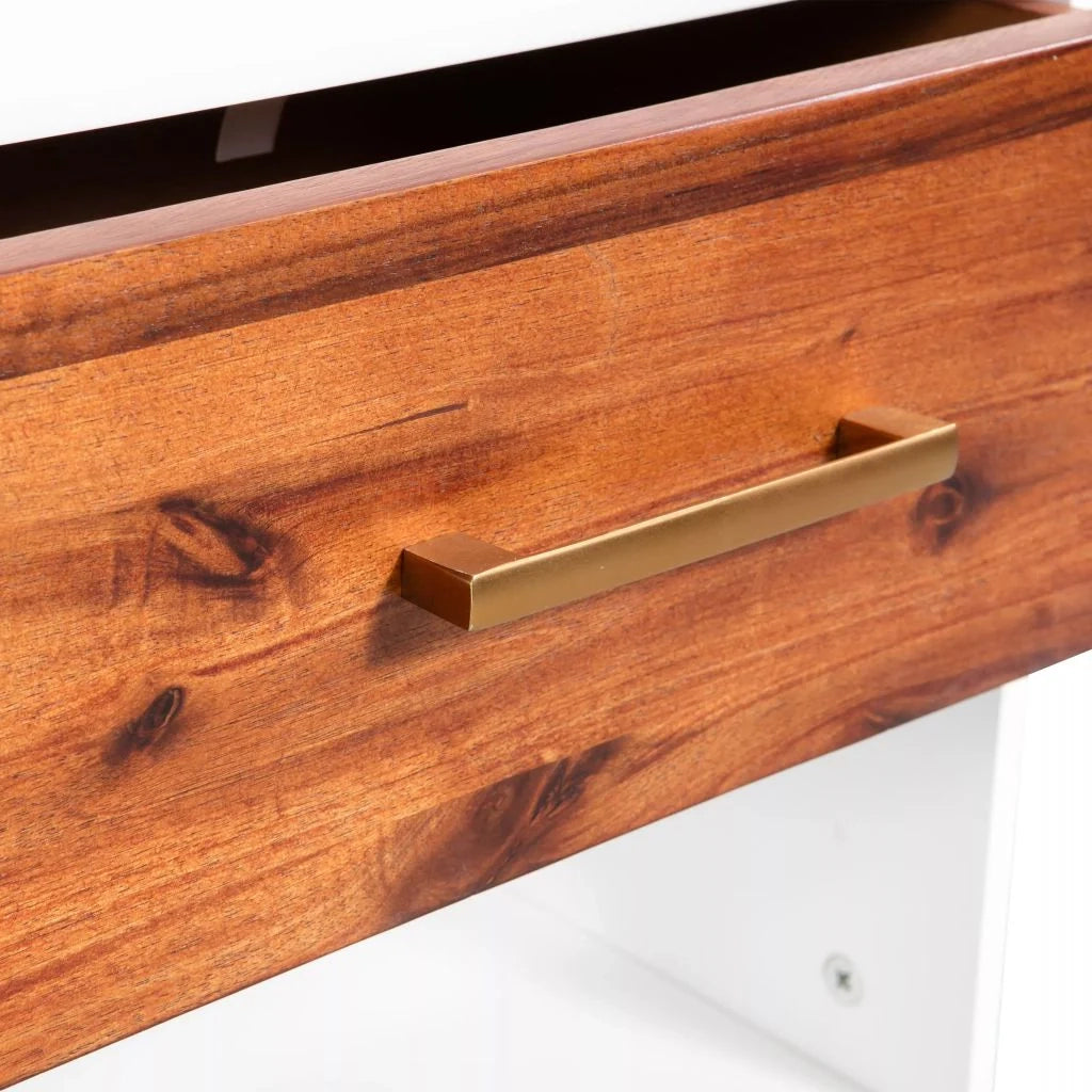 Comodino cassettiera mobile per camera da letto 40 x 30 x 45 cm legno massello di acacia 1402081