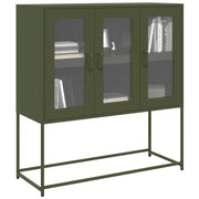 vidaXL Credenza Verde Oliva 100,5x39x107 cm Acciaio Laminato a Freddo