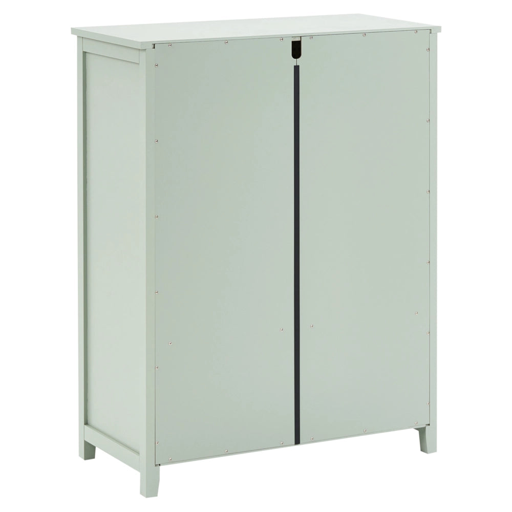 Scarpiera con 4 cassetti e 3 ripiani in legno MDF rattan PE verniciato stile boho verde menta