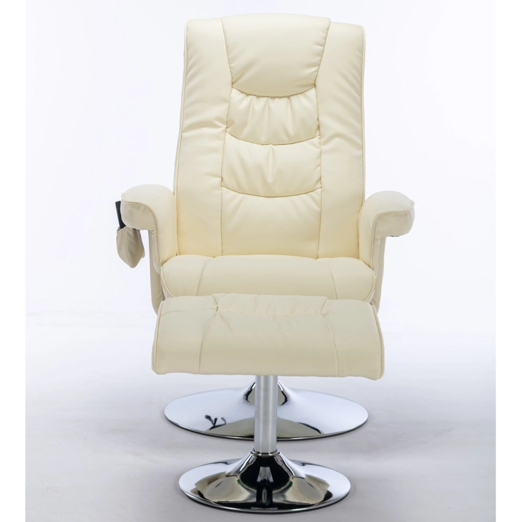 Poltrona Massaggiante con Poggiapiedi ¨C MINIMAL ¨C Similpelle Beige, Relax Soggiorno