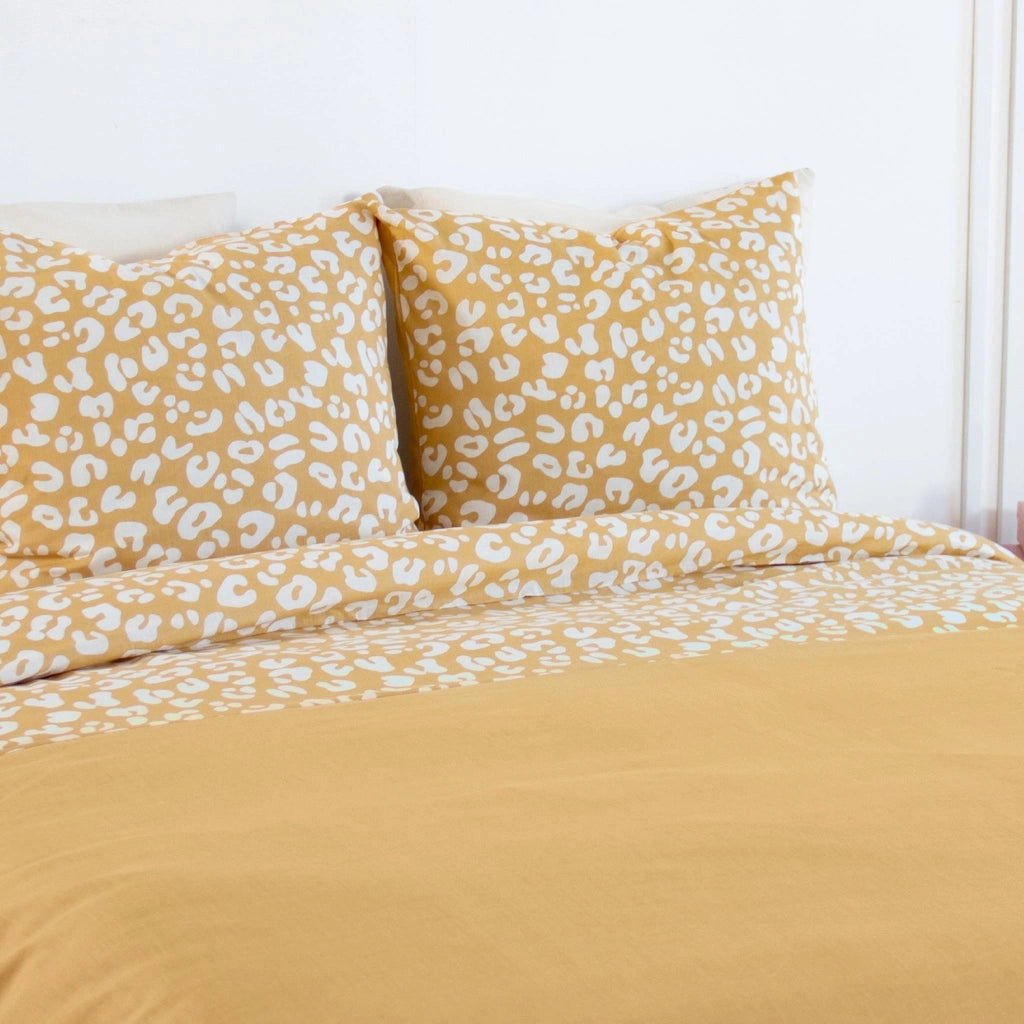 Set biancheria da letto in cotone reversibile con stampa leopardata