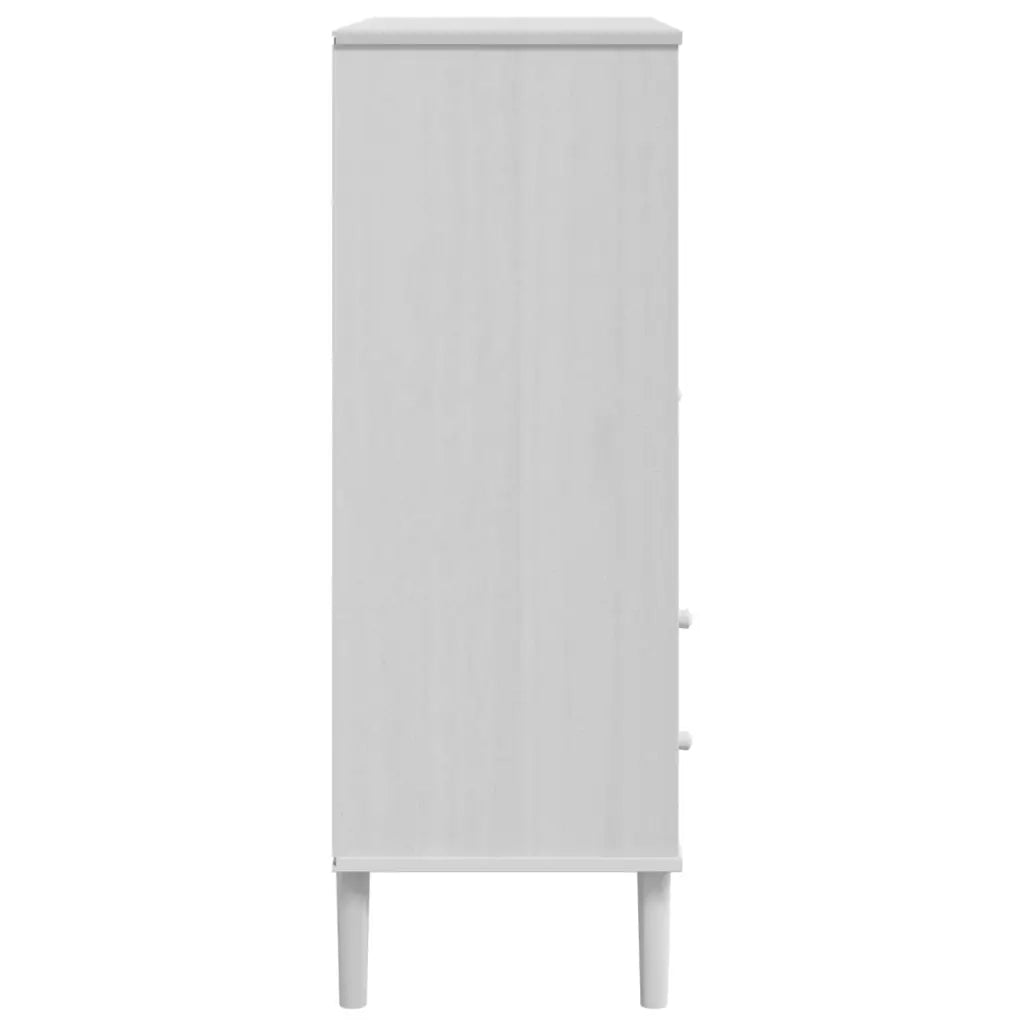 Credenza SENJA Aspetto Rattan Bianco 90x40x112cm Massello Pino