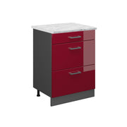 Vicco Mobiletto base per cucina Rosso lucido 60 cm PL Marmo