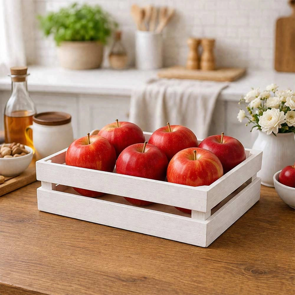 Cassette contenitori in Legno naturali Bianche da 5 Pezzi 28 X 18 X h 8 cm