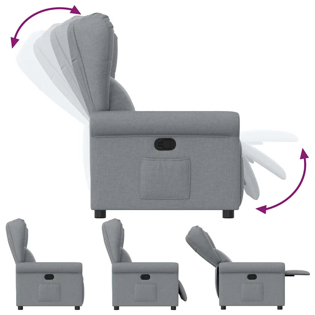 Divano Sedia-Poltrona Reclinabile in Tessuto Grigio Chiaro 396068
