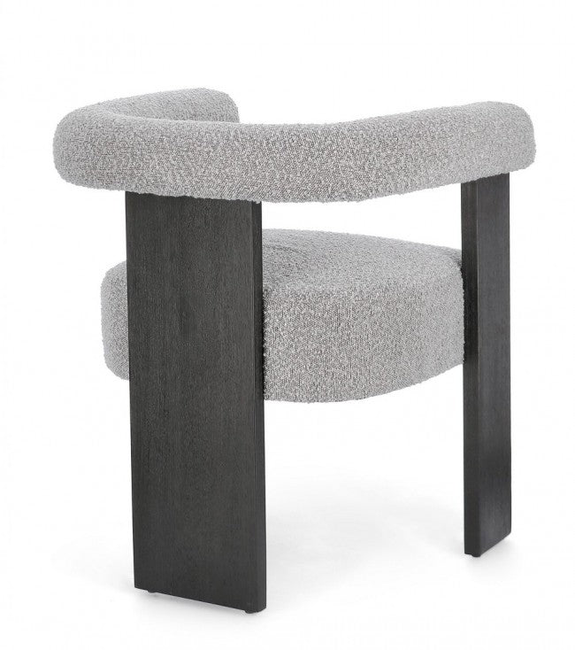 Sedia 70x60x71 cm Agape in Bouclè Nero/Grigio