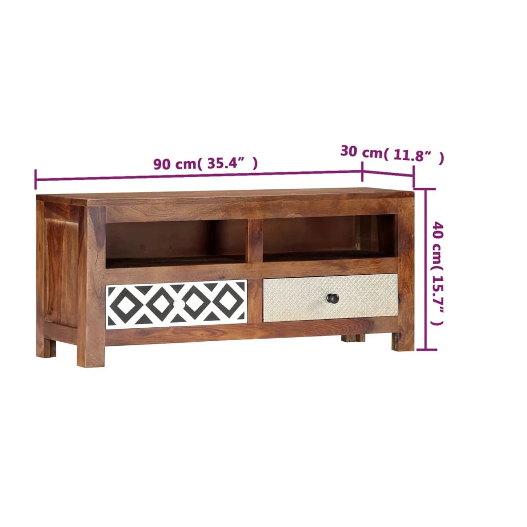 Mobile TV multimediale scaffale TV mobile TV sala da pranzo soggiorno camera da letto 90 x 30 x 40 cm legno massello marrone 02_0026338