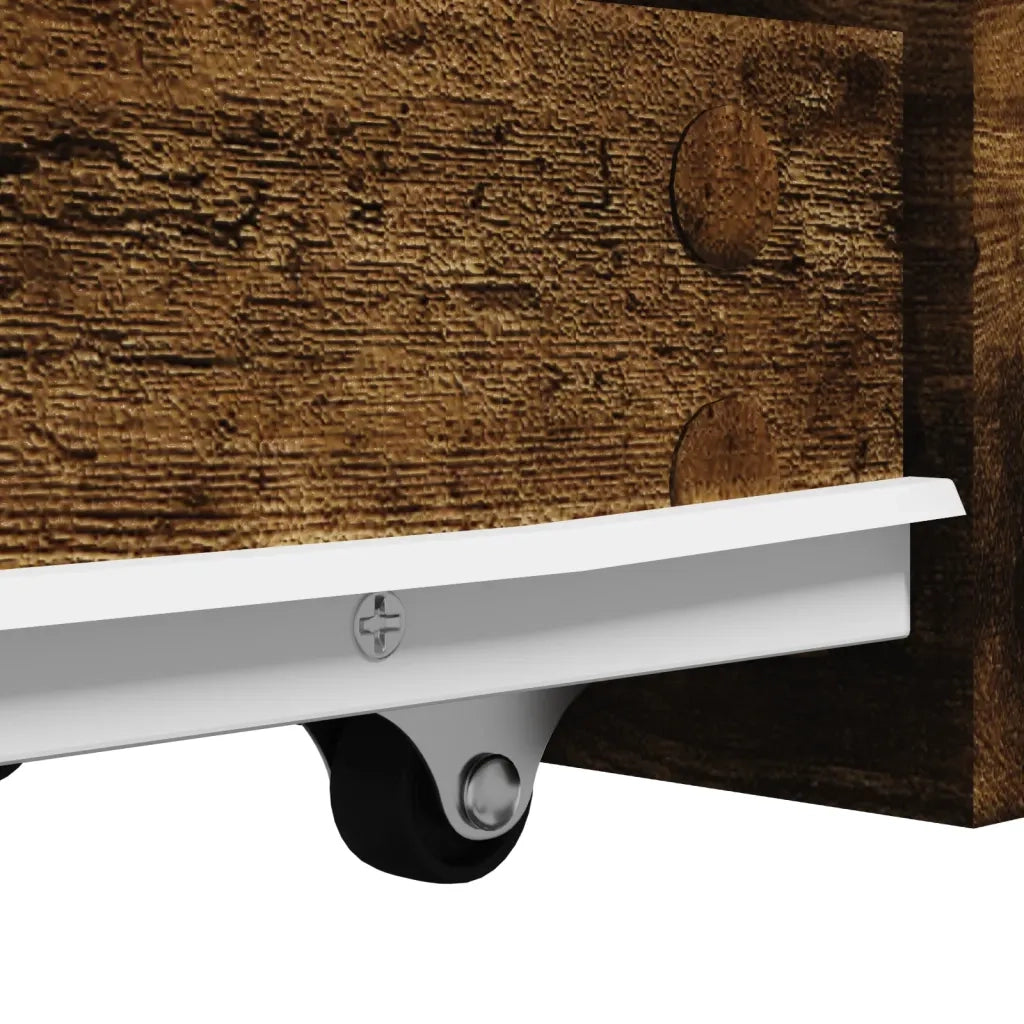 Mobiletto da bagno stretto con ruote contenitore 22 x 44 x 61,5 cm atmosfera accogliente legno composito finitura rovere affumicato 02_0050650