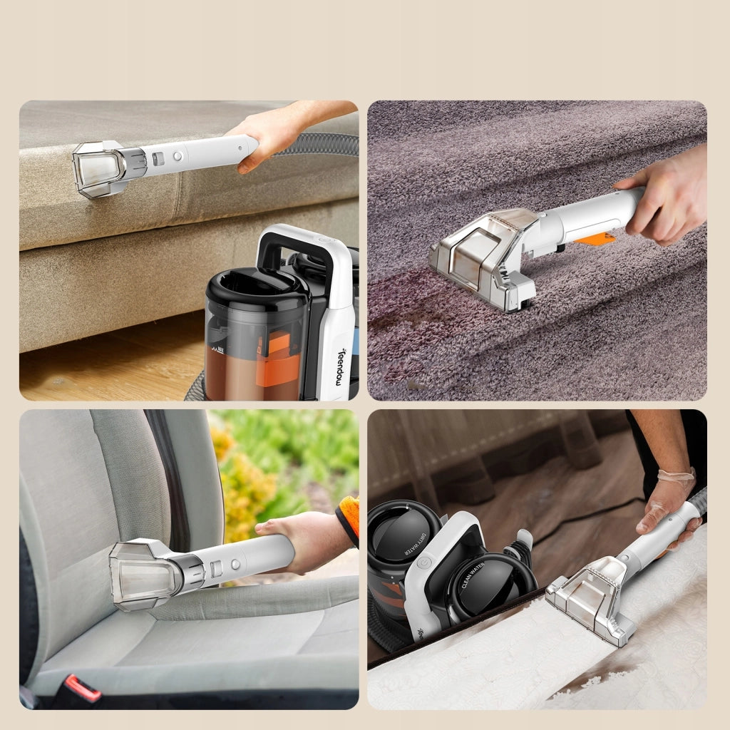 Aspirapolvere Lavapavimenti Tessuti 500W 11kPa con Doppio Serbatoio Acqua; Pulitore per Tappeti e Divani