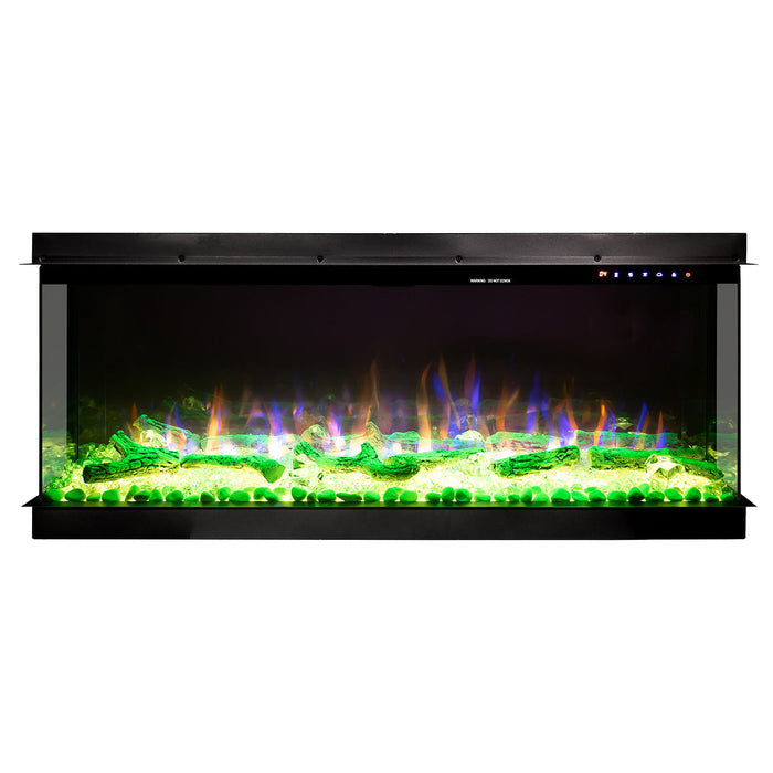 Camino Elettrico da Incasso 66x224x44 cm Effetto Fiamma 1500W Haiti 78 Nero