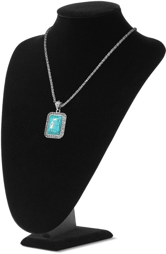 Standarizzatore di gioielli in velluto, supporto indipendente per catenina, contenitore di esposizione, organizzatore di gioielli per catenine, 35 cm (nero)