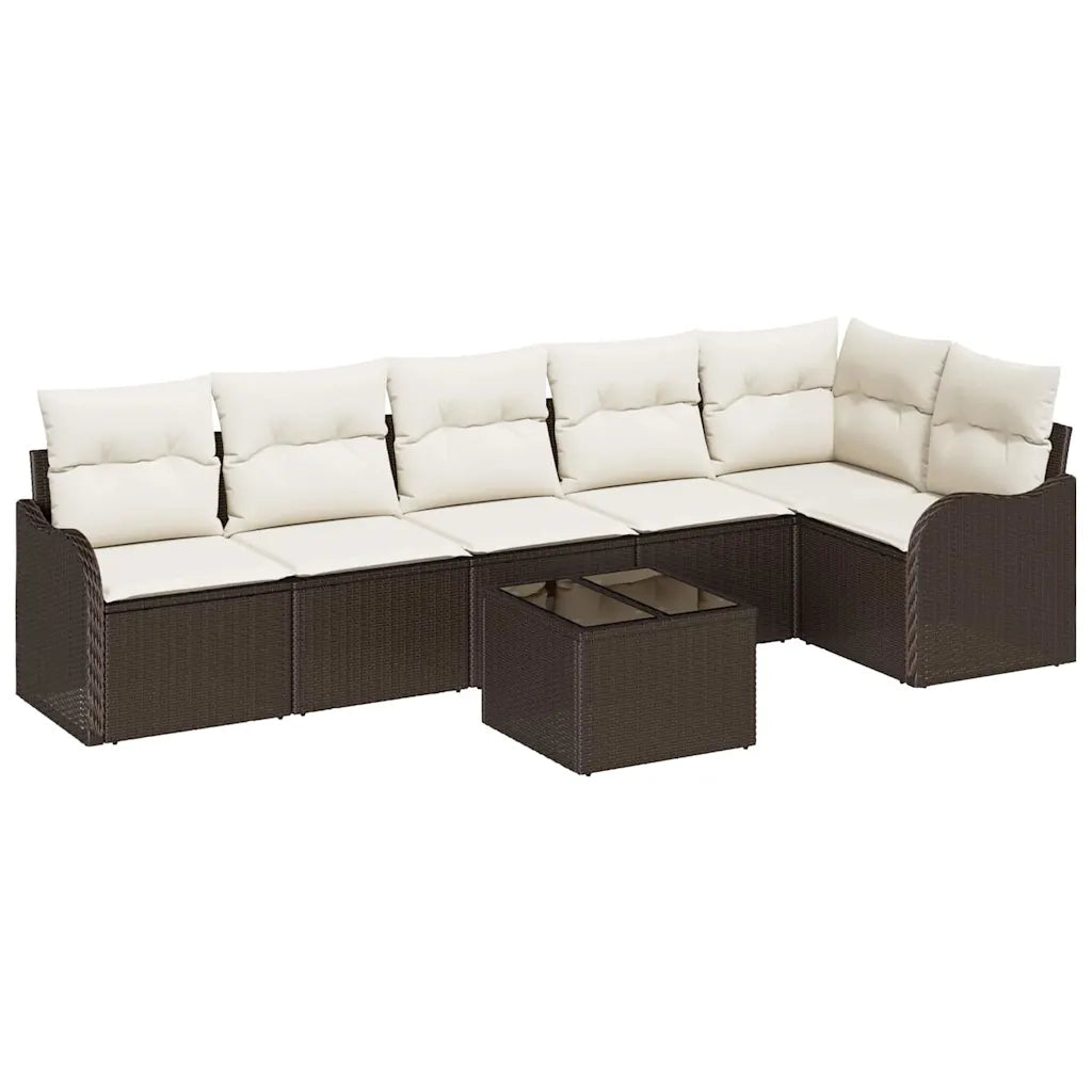 Set Divano da Giardino Marrone polyrattan