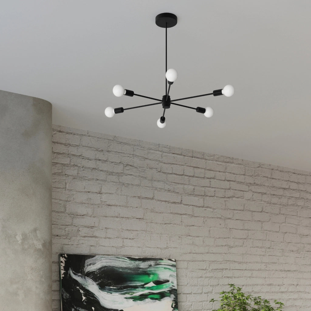 Lampadario TEMBO 5 luci nero Pure Lume E27 PU.1022