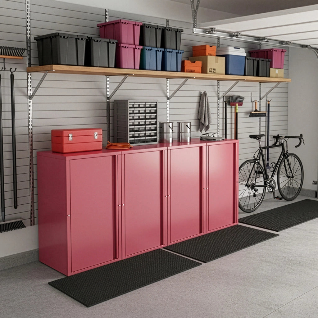Armadio a Colonna Burlöv in Metallo Mobile per Archivio 88 x 40 x 35 cm Rosso Anguria [en.casa]