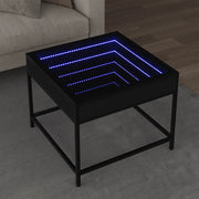 Tavolino da Salotto con LED Infinity-Tavolino da soggiorno Nero 50x50x41 cm