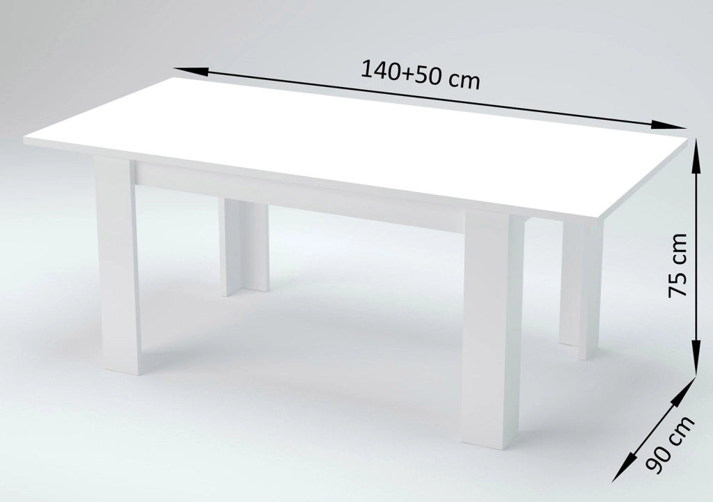 Tavolo Allungabile 90x140/190x75 cm Jesi Bianco Lucido