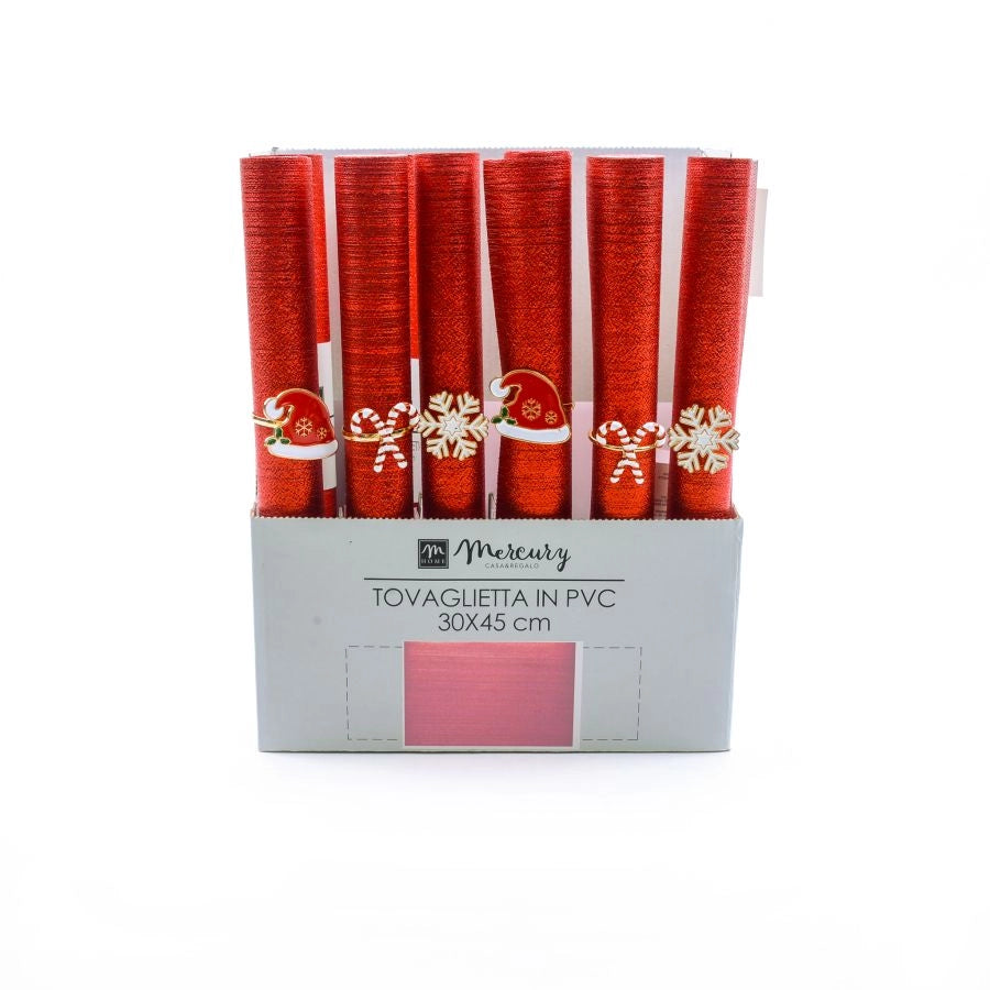 SET TOVAGLIETTA ROSSA E PORTATOVAGLIOLO ASSORTITO IN POLIESTERE CAD UNO