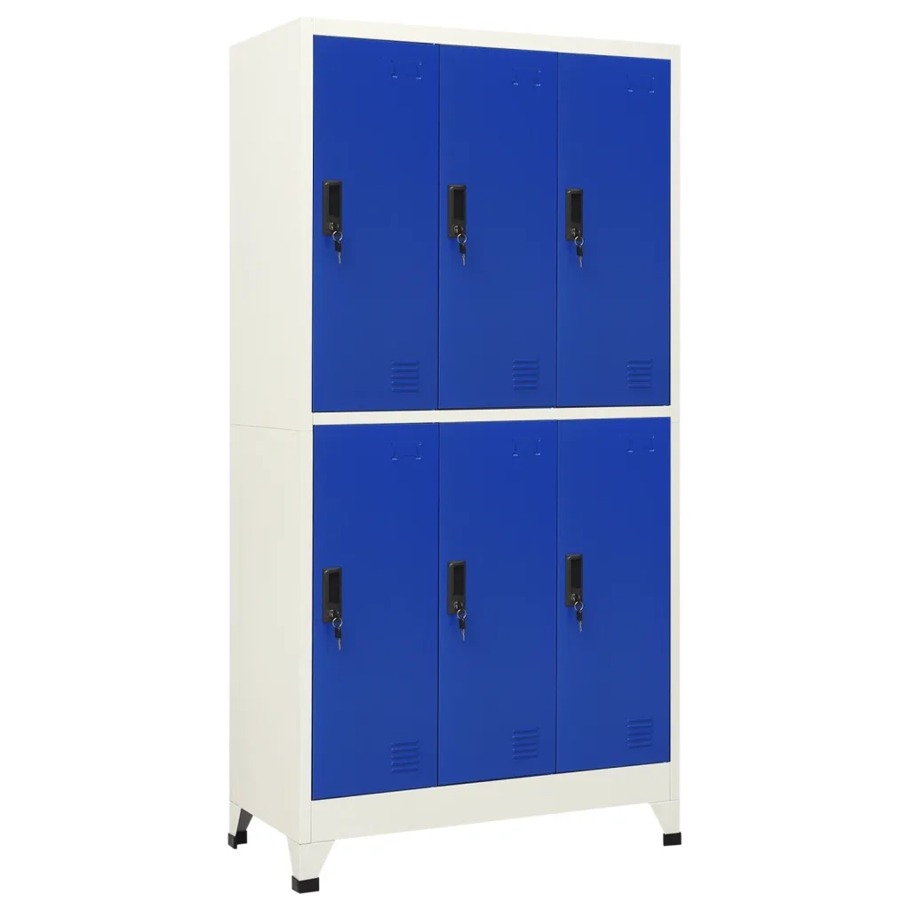 Armadietto da ufficio moderno 90 x 45 x 180 cm con ante chiudibili a chiave acciaio grigio 02_0047015