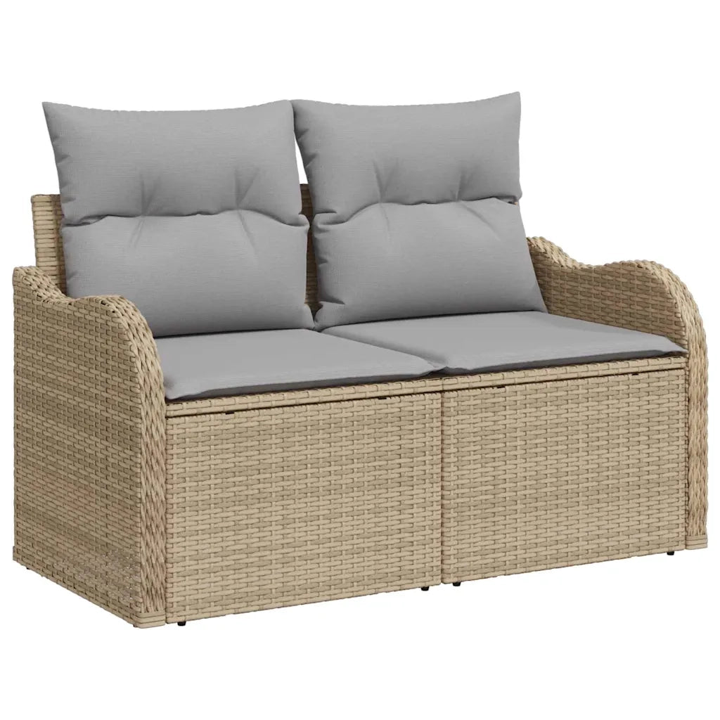 Set Divano da Giardino con cuscino 6 pcs Beige Poly Rattan