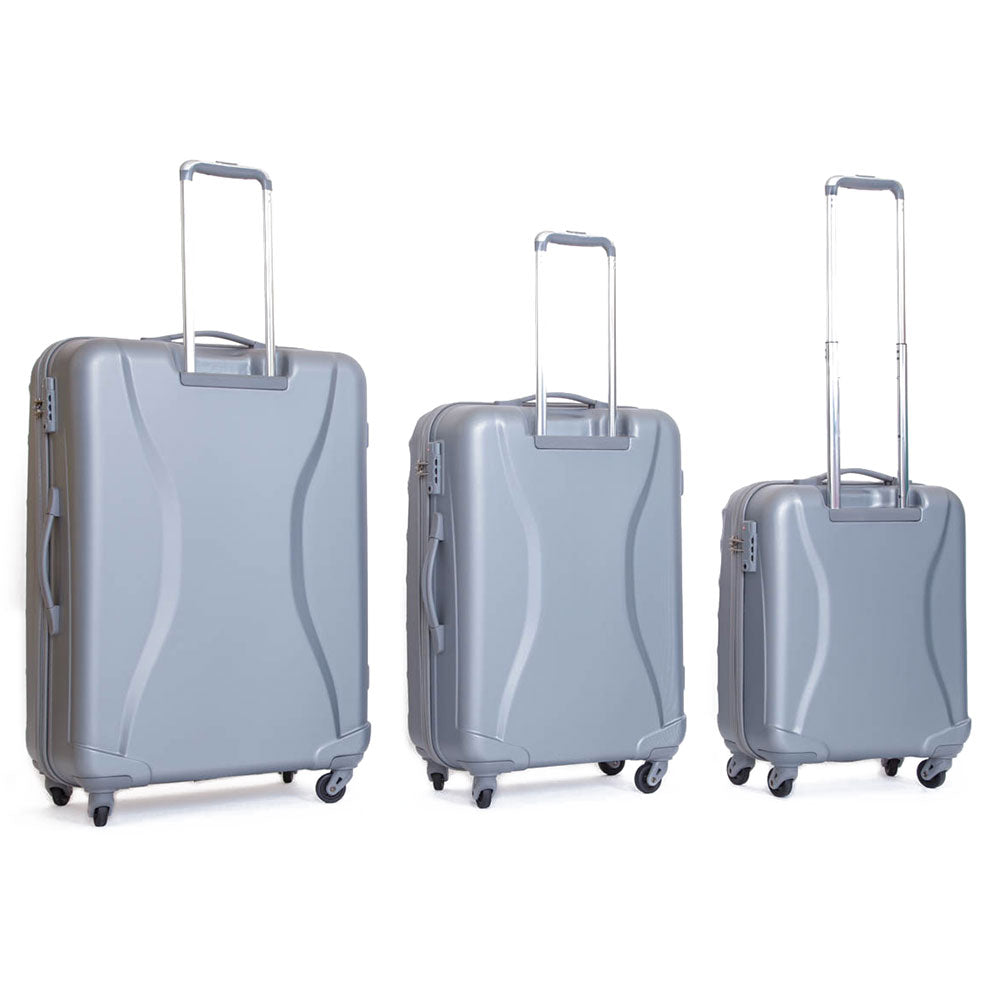 Set 3 Valigie Trolley Rigide in ABS 4 Ruote TSA Ravizzoni Infinity Silver