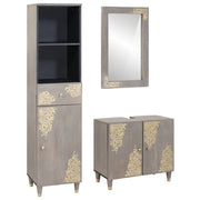 Set di Armadi da Bagno 3 pcs Grigio Legno di mango massello 3310154
