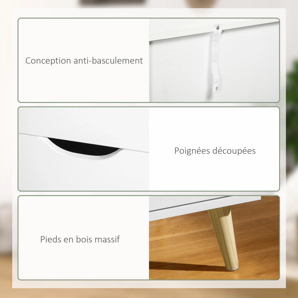 Cassettiera 6 Cassetti ¨C Zephmum ¨C Bianco Legno 120x40x76 cm