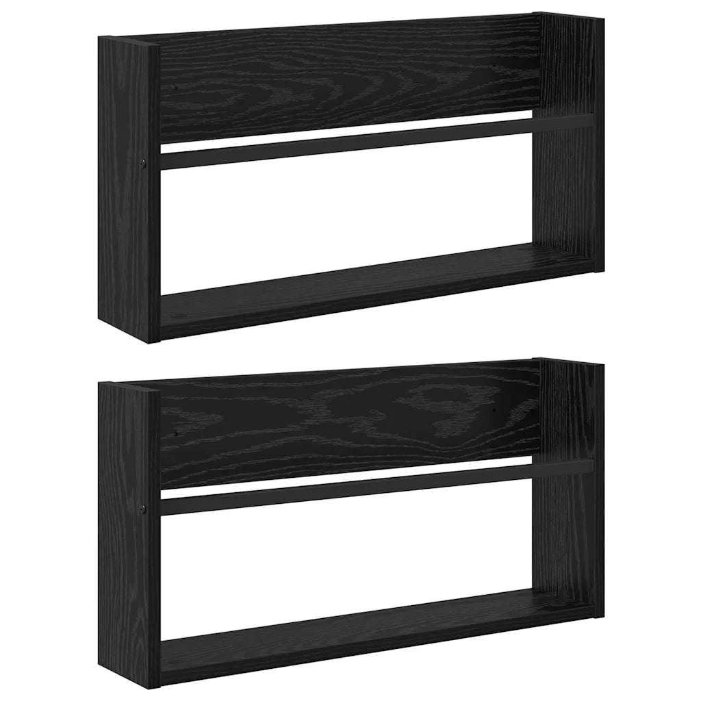 Scaffale per riviste 2 pz Rovere Nero 60 x 12 x 30 cm CFW5263085