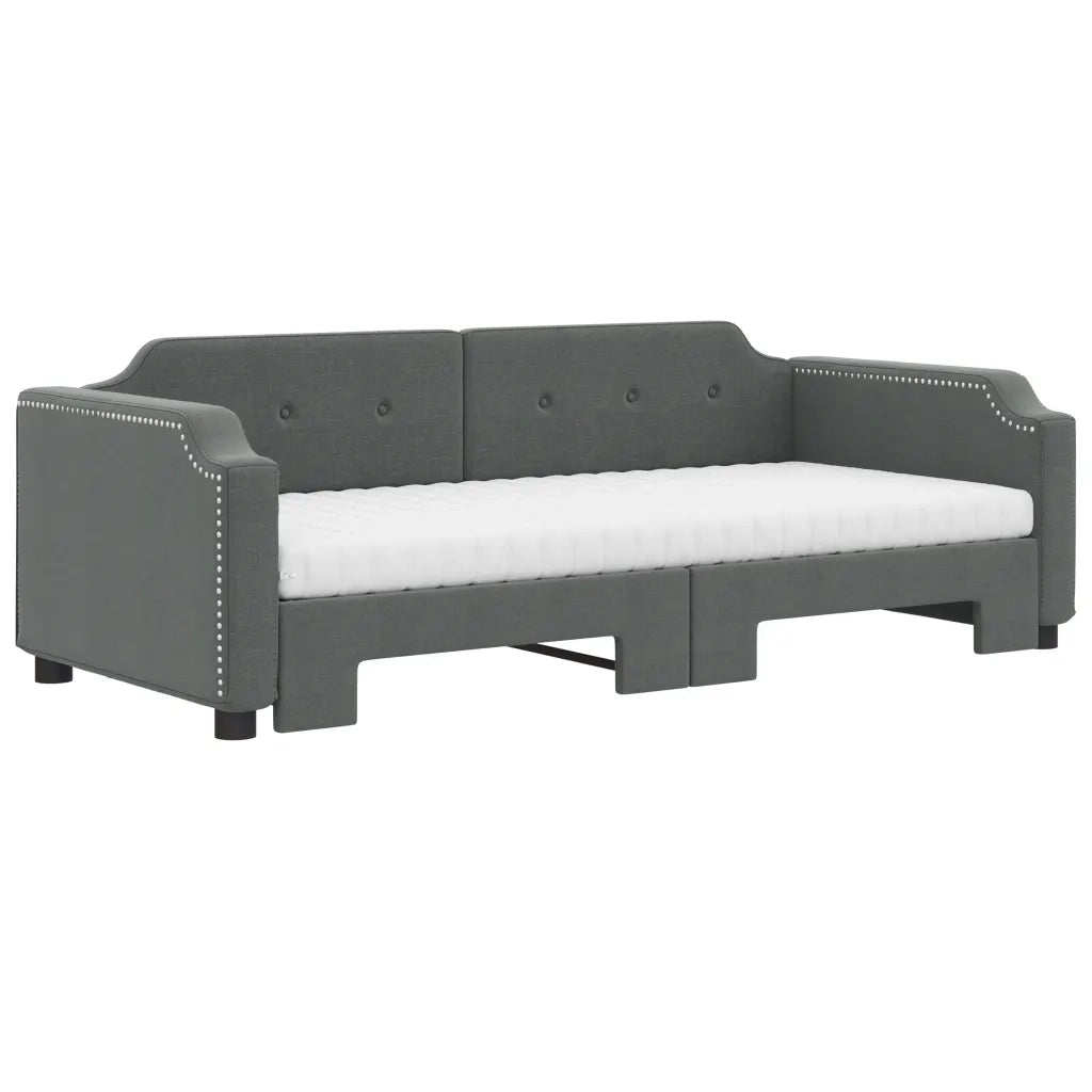 vidaXL Divano Letto Estraibile Materassi Grigio Scuro 90x200cm Tessuto