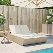 Lettino Prendisole con Cuscini Beige in Polyrattan 368183