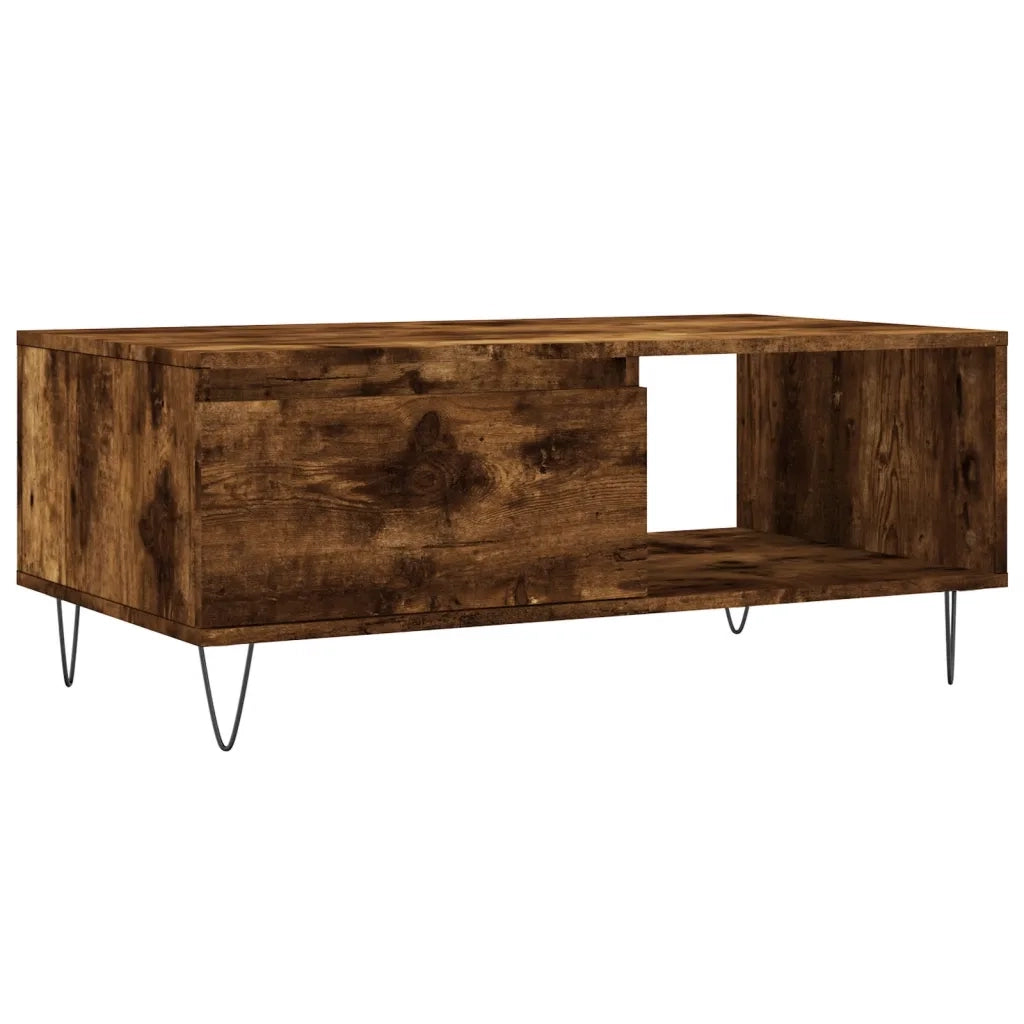 Tavolino da Salotto-Tavolino da soggiorno-Tavolo Rovere Fumo 90x50x36,5 cm Legno Multistrato 711354