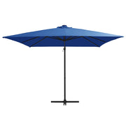 Ombrellone a Sbalzo con LED e Palo in Acciaio 250x250cm Azzurro 46997